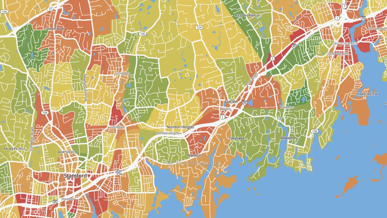 Darien, CT Map of Robbery Rates