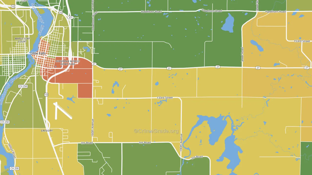 Darling, MN Map of Robbery Rates