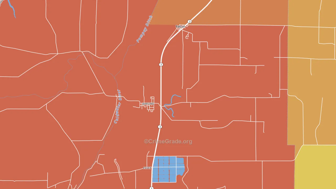 Darling, MS Map of Robbery Rates