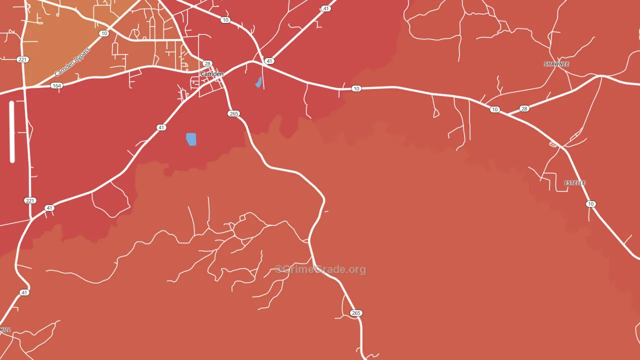 Darlington, AL Map of Robbery Rates
