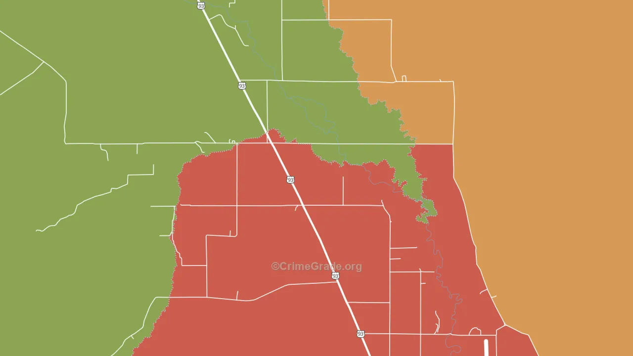 Darlington, ID Map of Robbery Rates