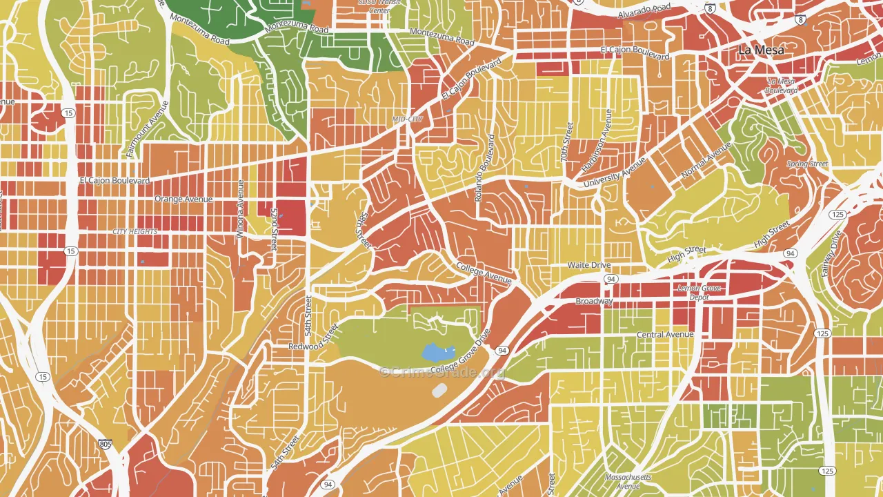 Darnall, San Diego, CA Map of Robbery Rates