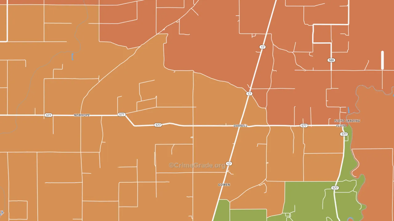 Darnell, LA Map of Robbery Rates