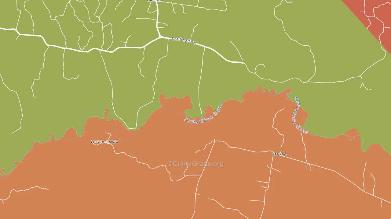 Darrington, MS Map of Robbery Rates