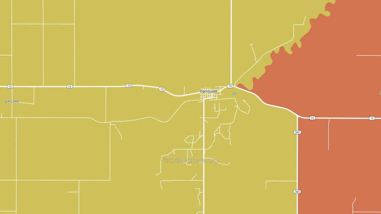 Darrouzett, TX Map of Robbery Rates