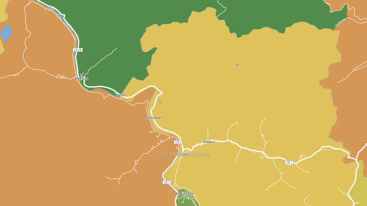 Dartmont, WV Map of Robbery Rates
