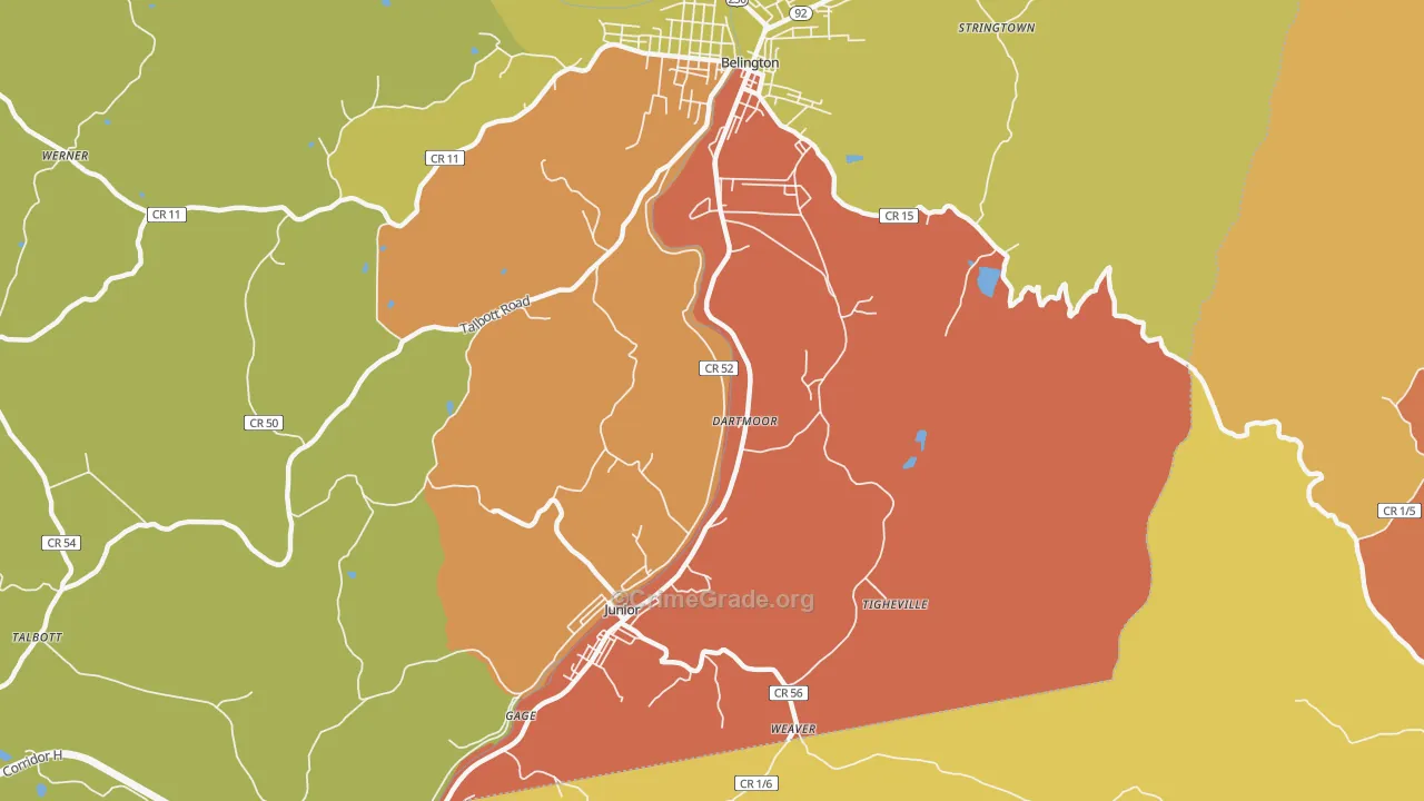 Dartmoor, WV Map of Robbery Rates