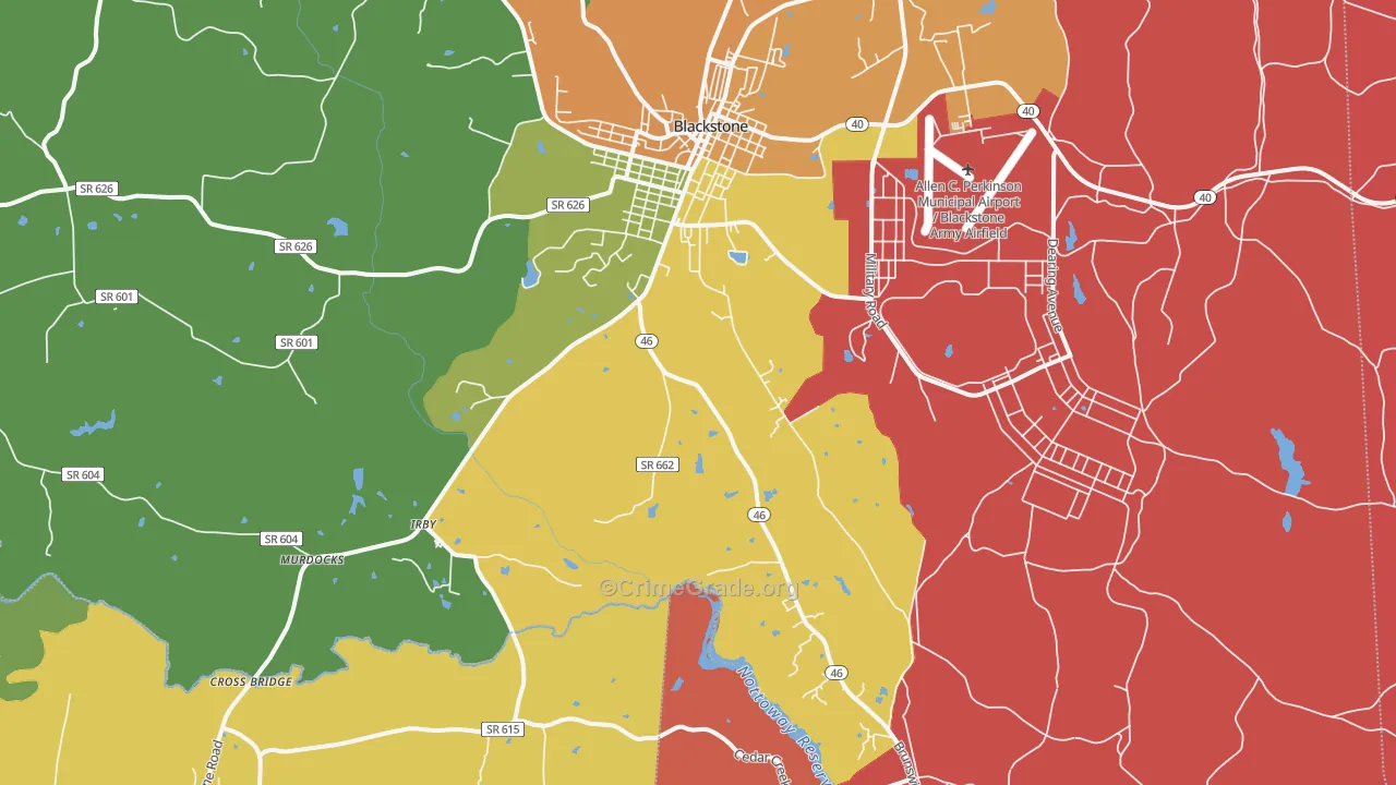 Darvills, VA Map of Robbery Rates