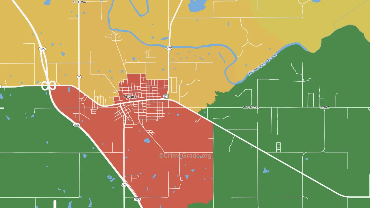 Darwin, OK Map of Robbery Rates