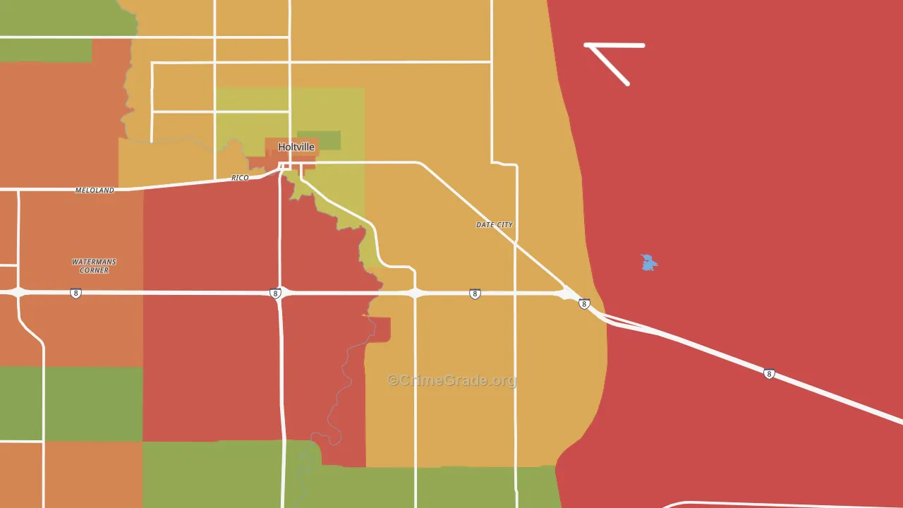Date City, CA Map of Robbery Rates
