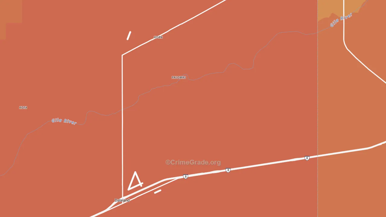Dateland, AZ Map of Robbery Rates