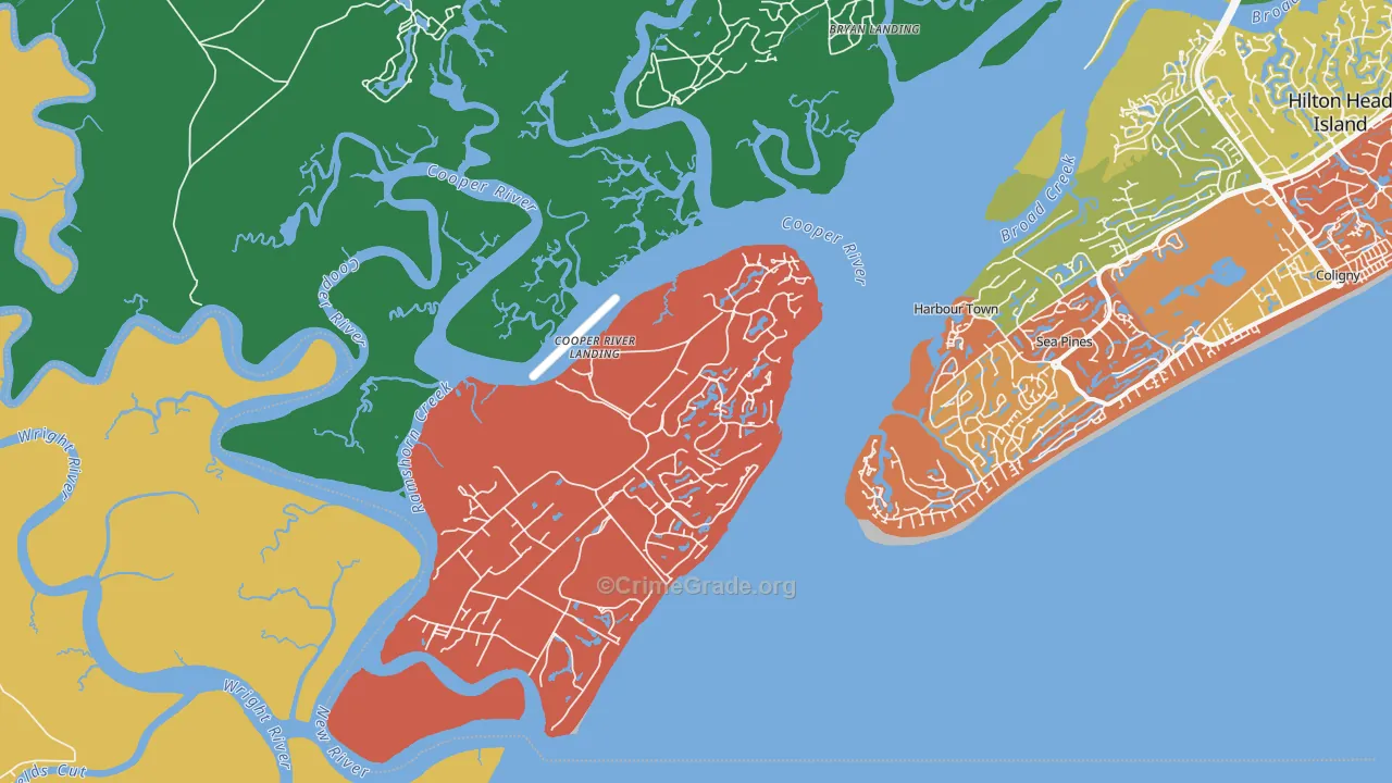 Daufuskie Island, SC Map of Robbery Rates