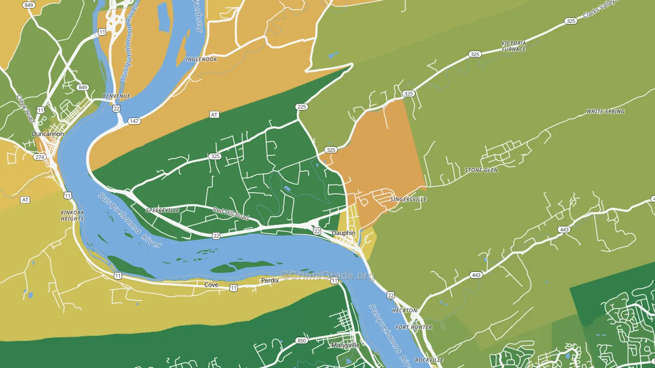 Dauphin, PA Map of Robbery Rates