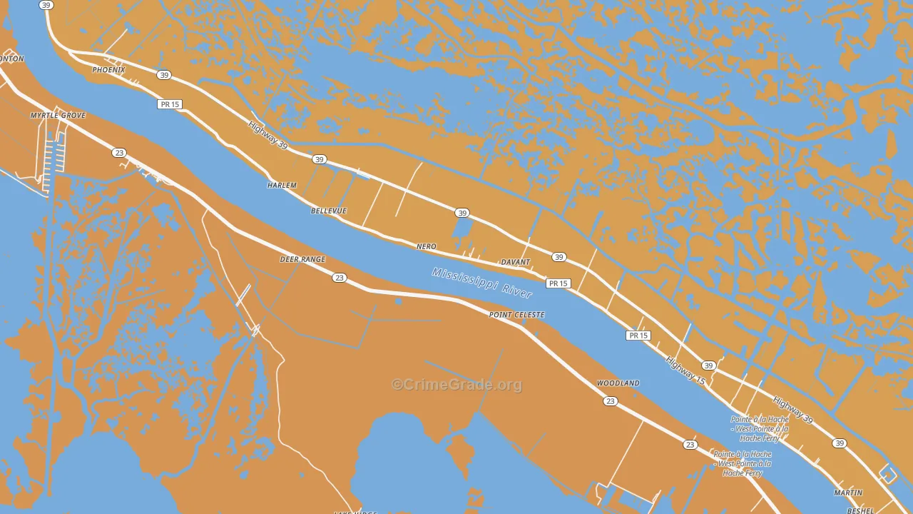 Davant, LA Map of Robbery Rates