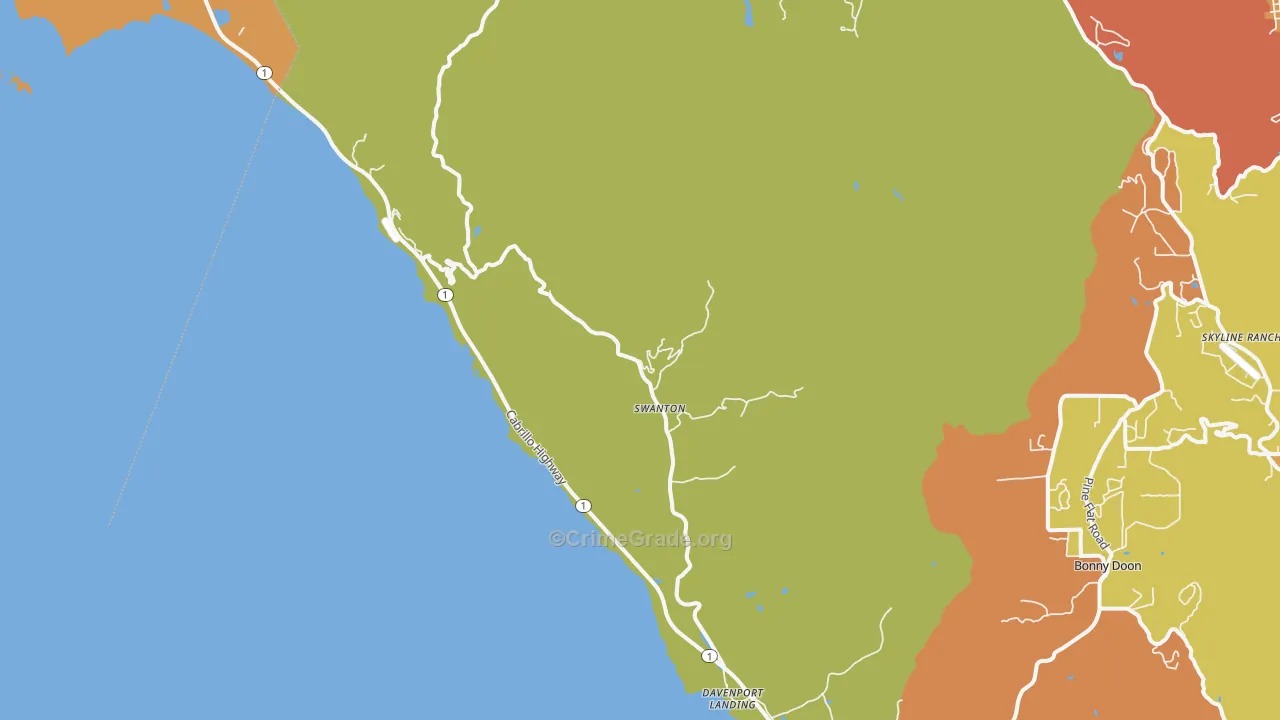 Davenport, CA Map of Robbery Rates