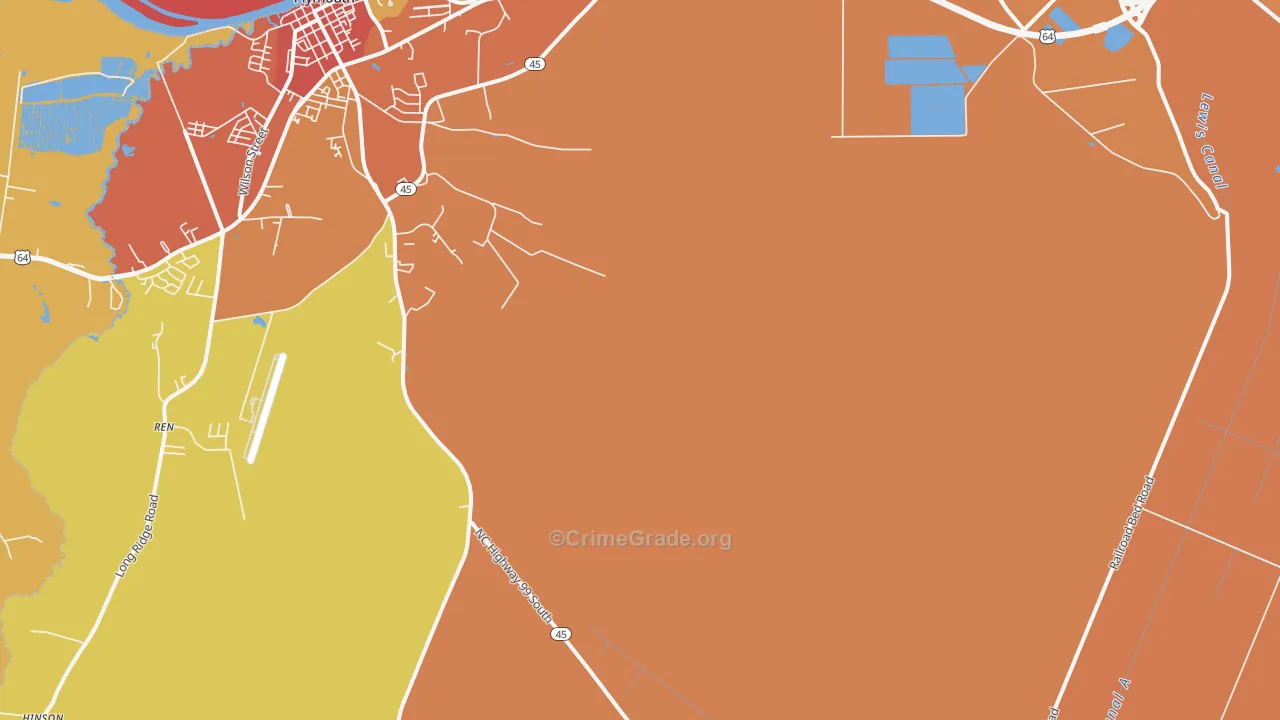 Davenport Forks, NC Map of Robbery Rates