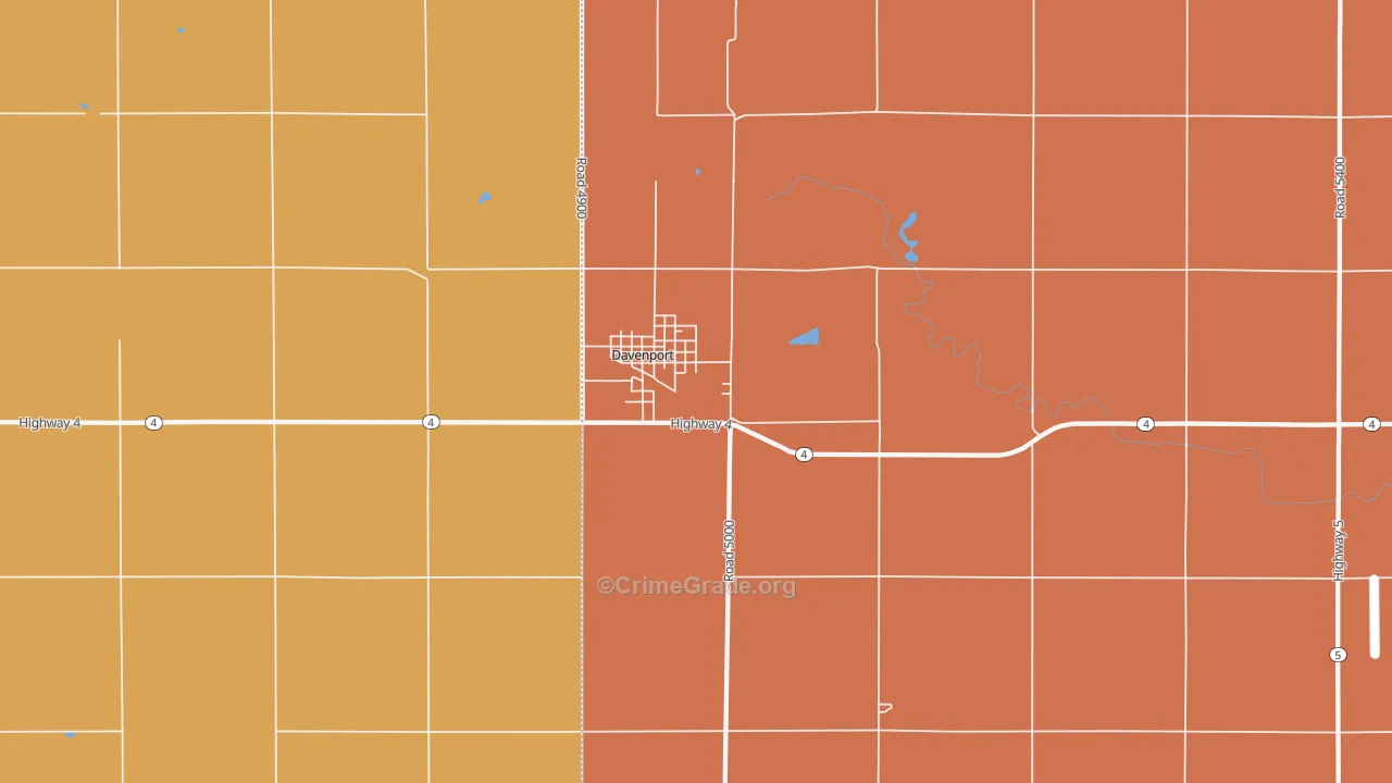 Davenport, NE Map of Robbery Rates