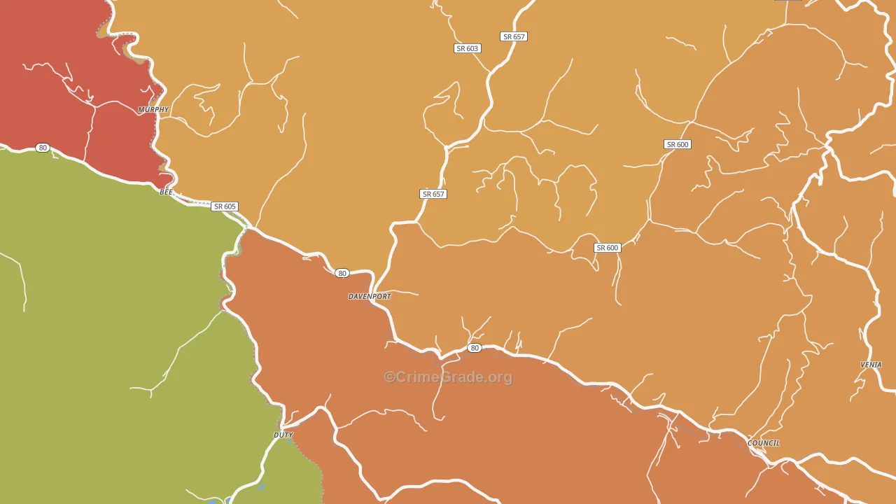 Davenport, VA Map of Robbery Rates