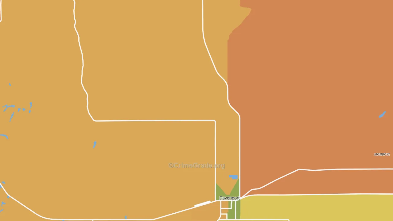 Davenport, WA Map of Robbery Rates