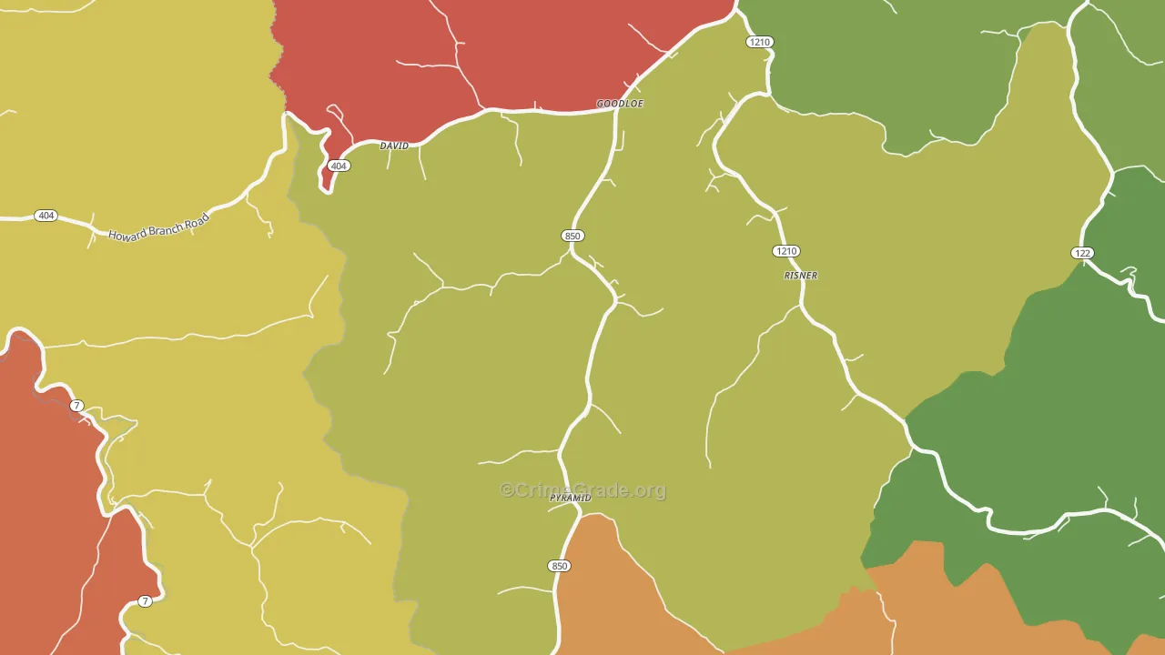 David, KY Map of Robbery Rates