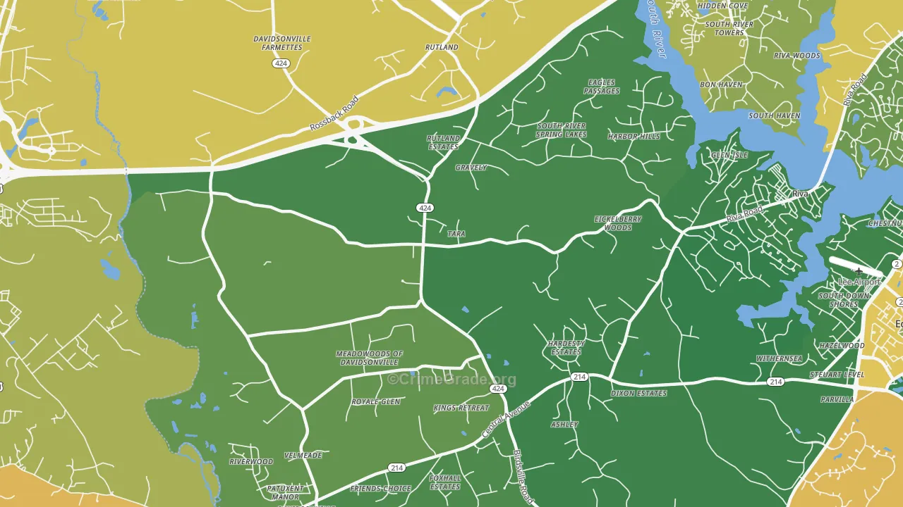 Davidsonville, MD Map of Robbery Rates