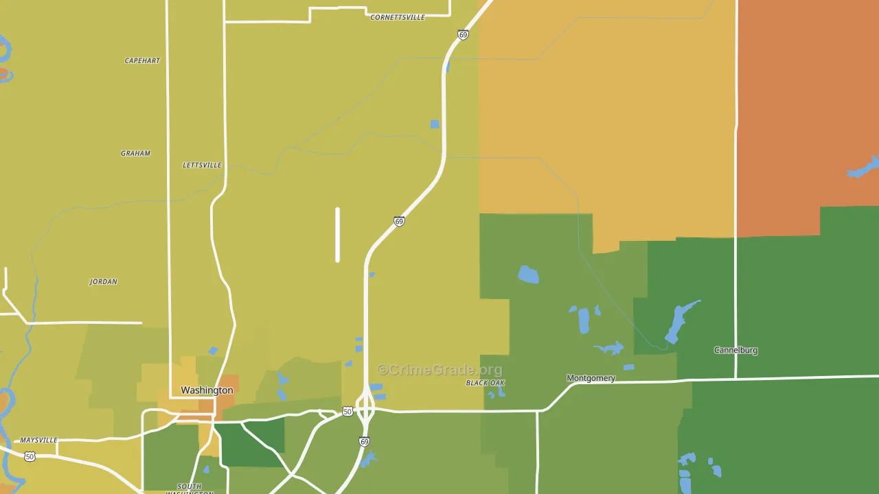 Daviess County, IN Map of Robbery Rates
