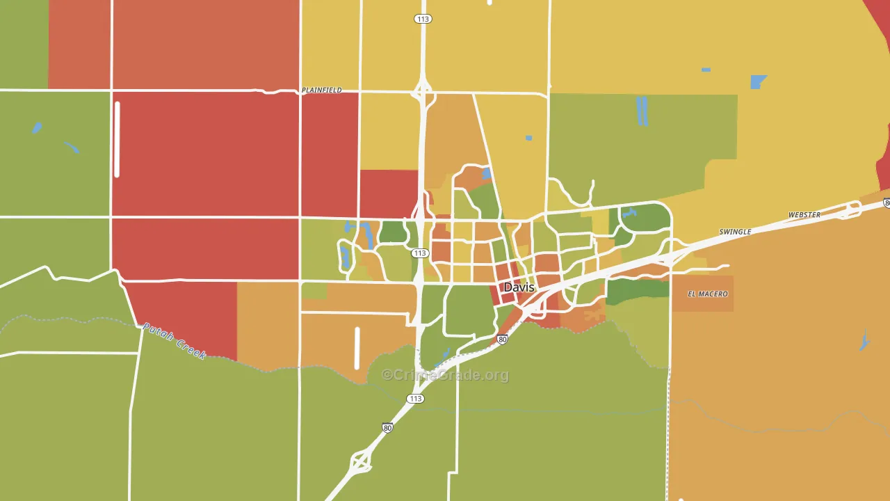 Davis, CA Map of Robbery Rates