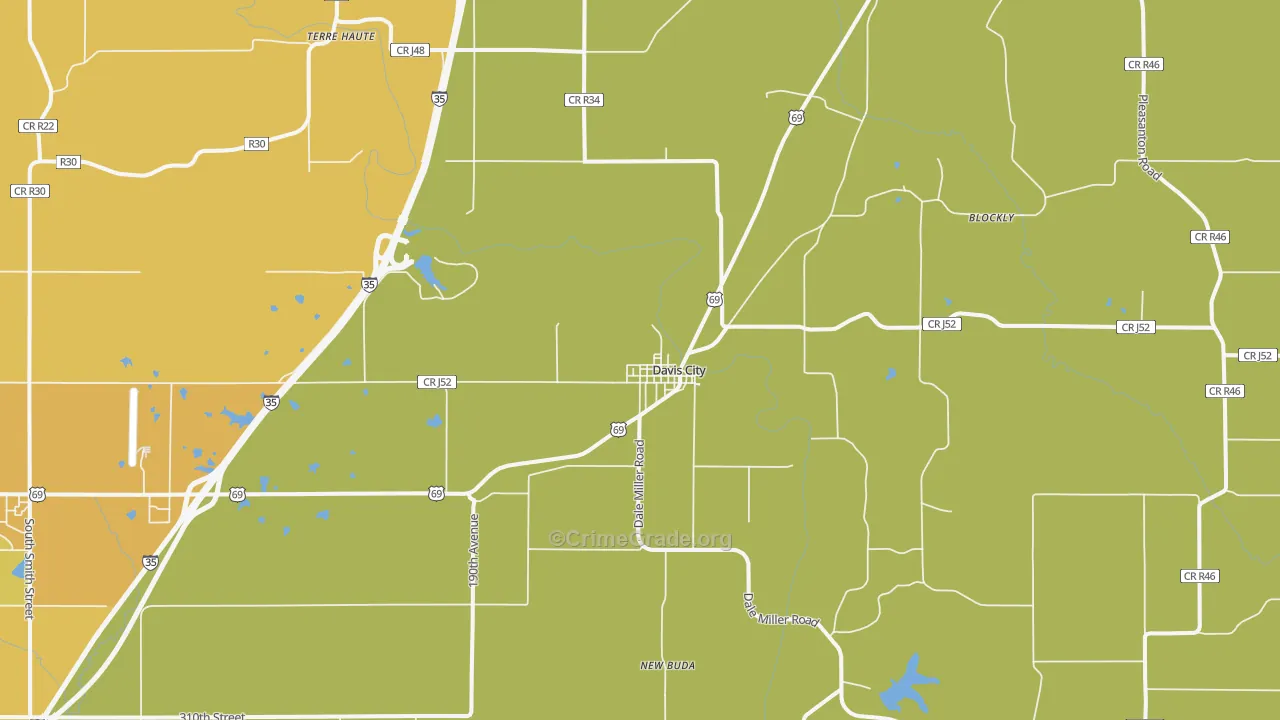 Davis City, IA Map of Robbery Rates