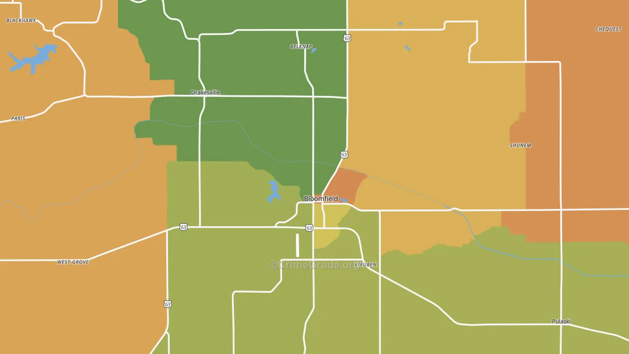 Davis County, IA Map of Robbery Rates