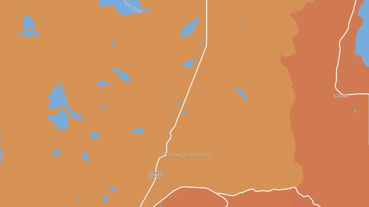 Davis Creek, CA Map of Robbery Rates