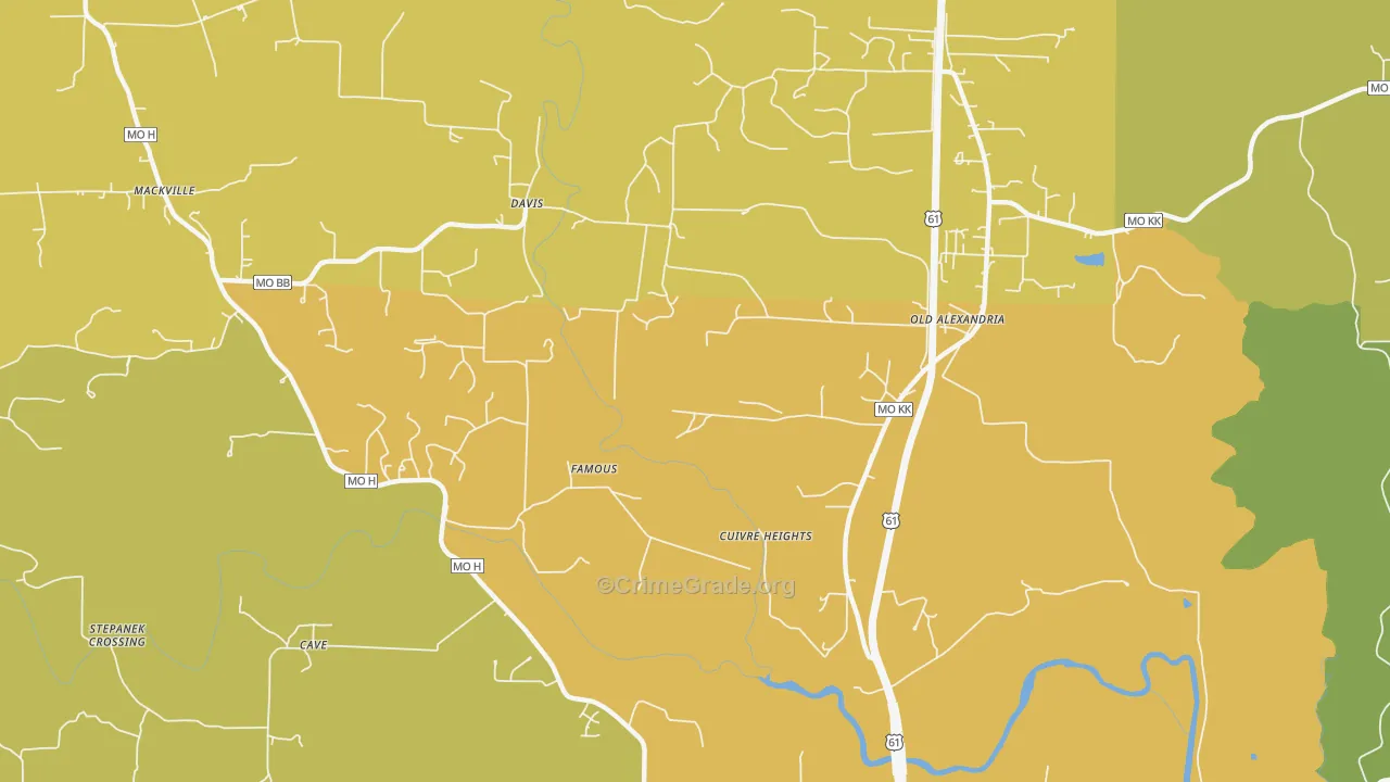 Davis, MO Map of Robbery Rates