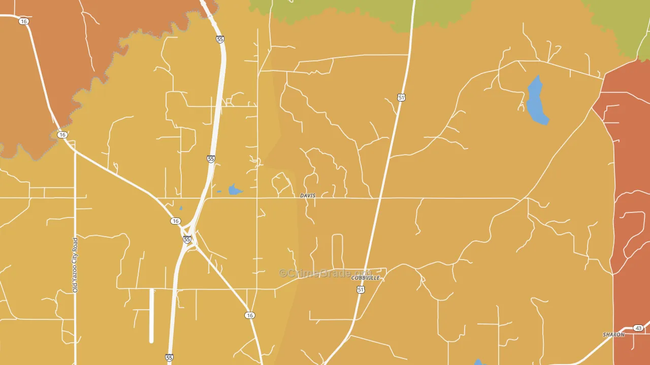 Davis, MS Map of Robbery Rates