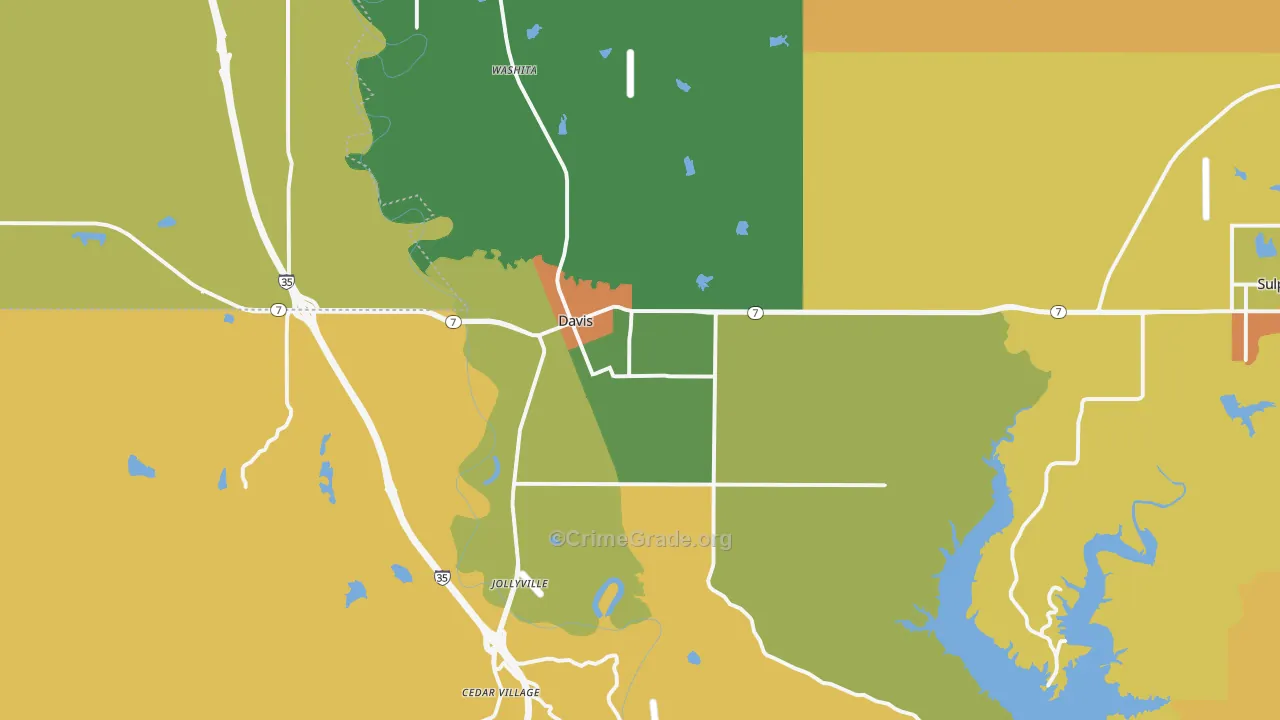 Davis, OK Map of Robbery Rates