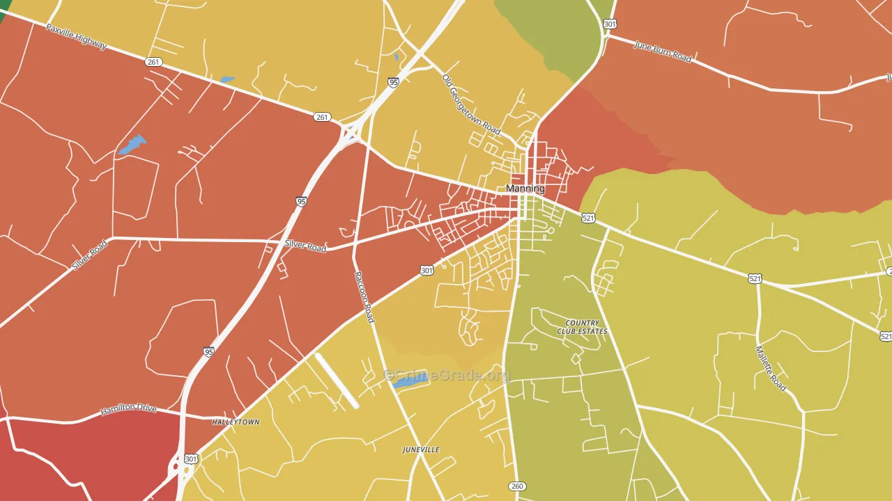 Davis Station, SC Map of Robbery Rates