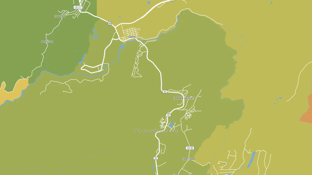 Davis, WV Map of Robbery Rates
