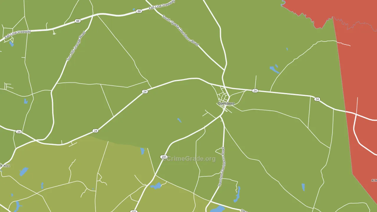 Davisboro, GA Map of Robbery Rates