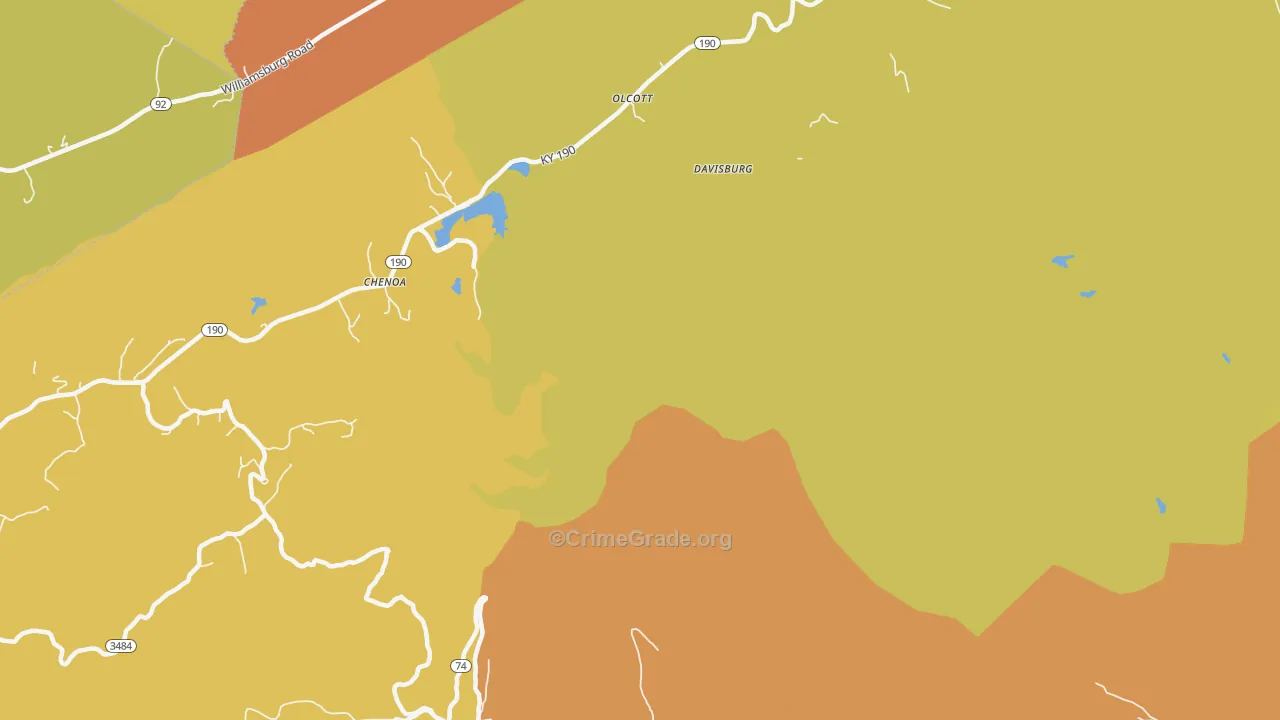 Davisburg, KY Map of Robbery Rates