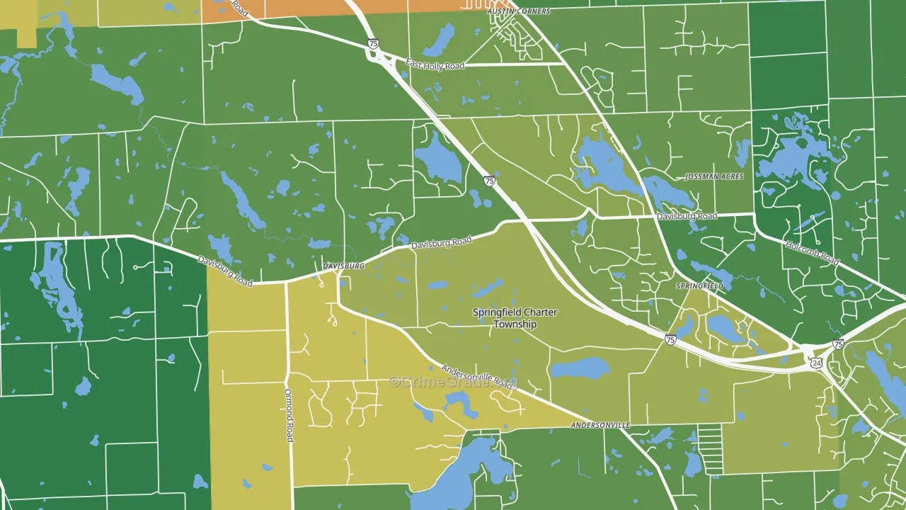 Davisburg, MI Map of Robbery Rates