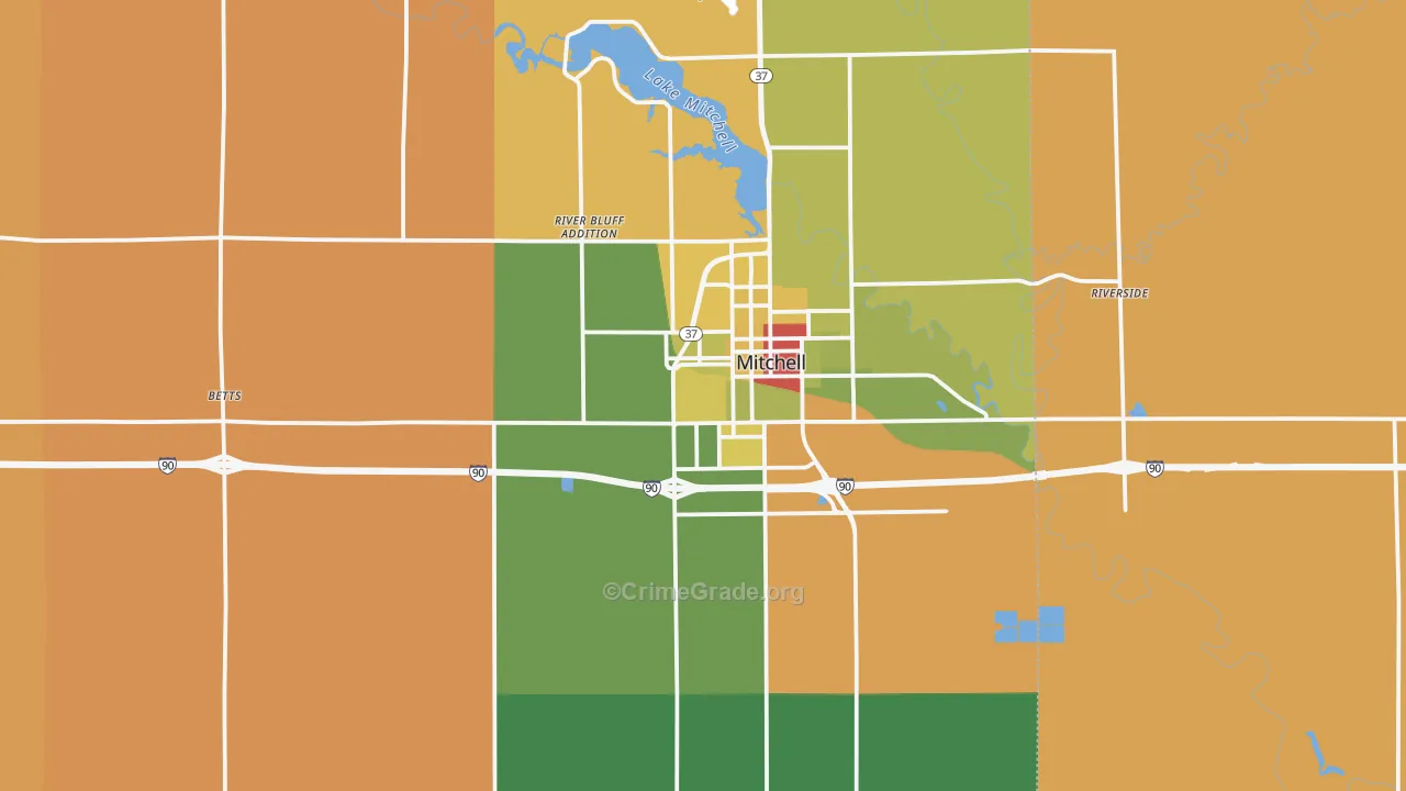 Davison County, SD Map of Robbery Rates
