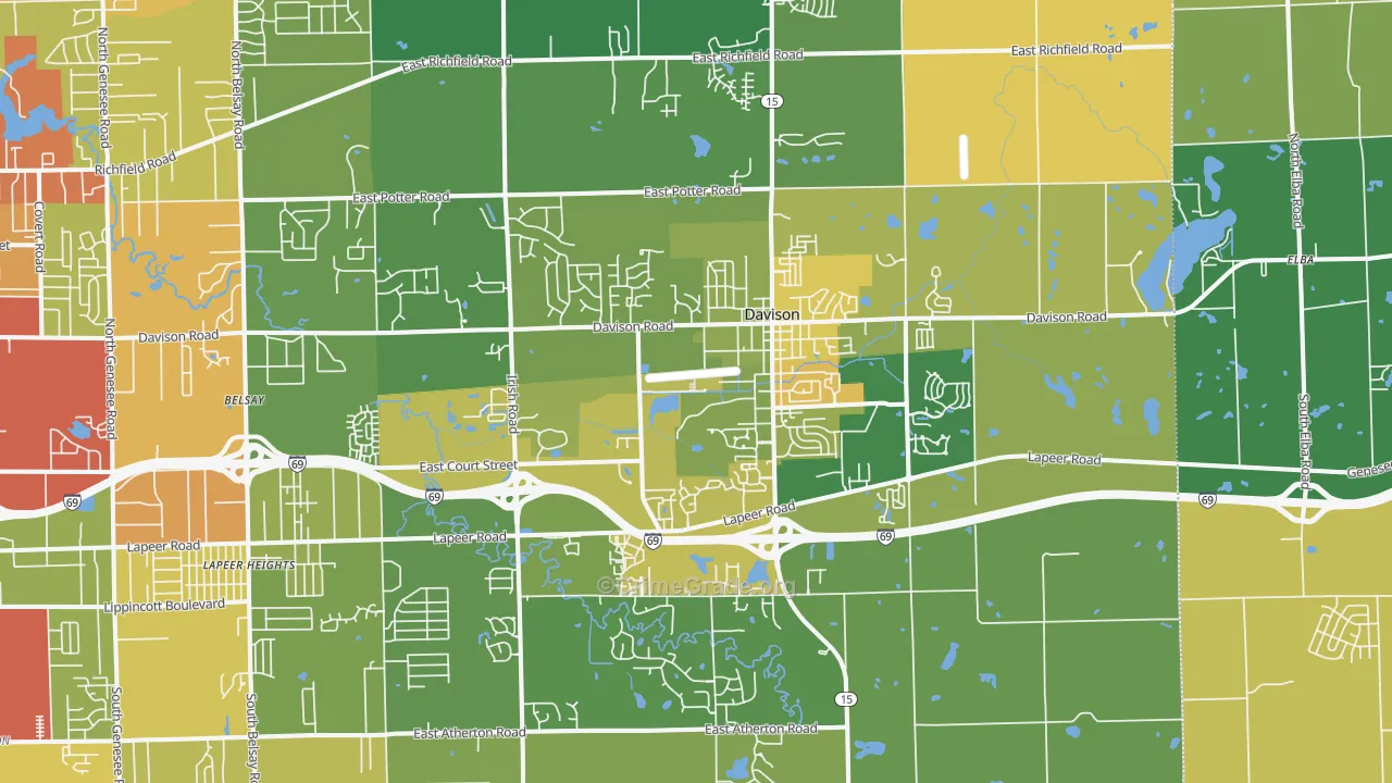 Davison, MI Map of Robbery Rates