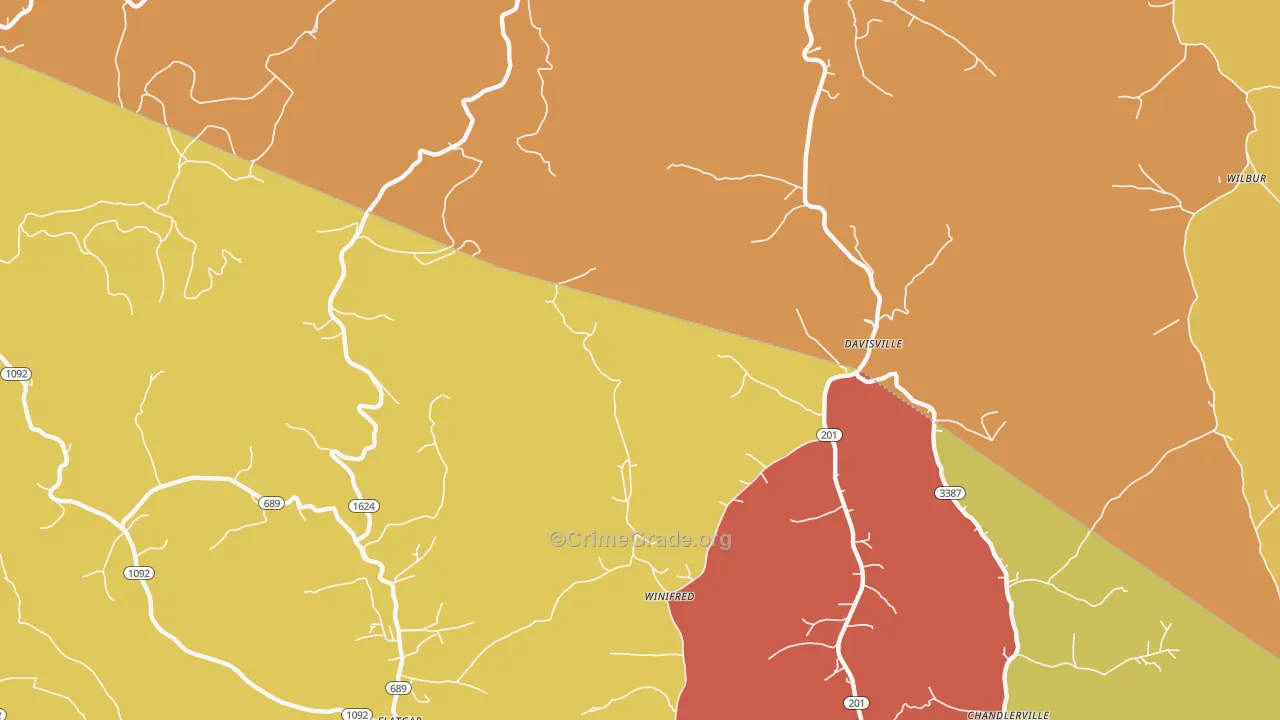 Davisville, KY Map of Robbery Rates