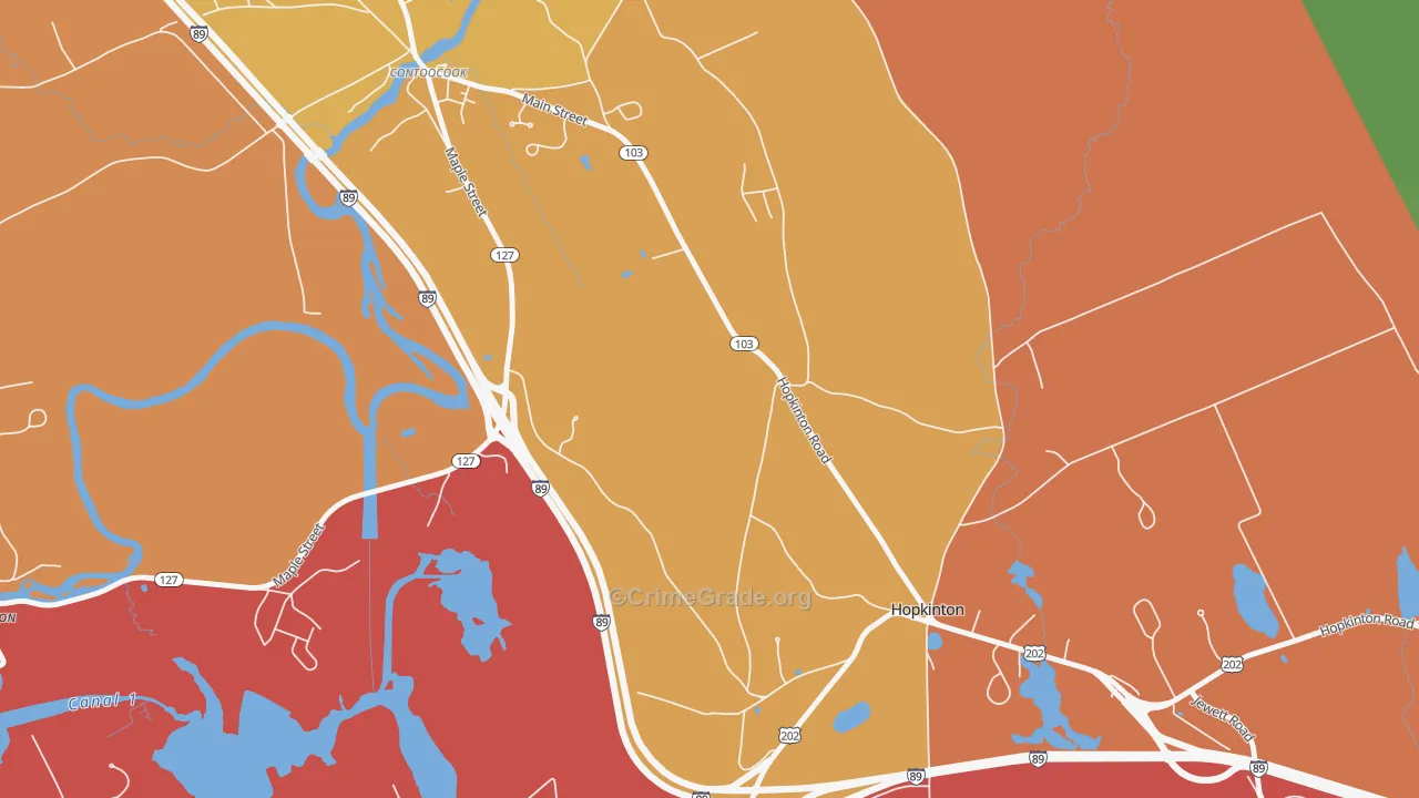 Davisville, NH Map of Robbery Rates