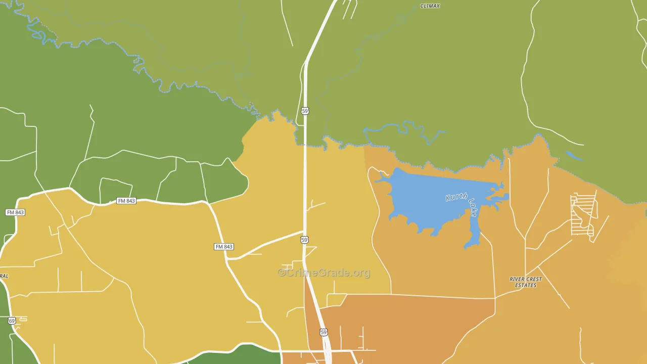 Davisville, TX Map of Robbery Rates