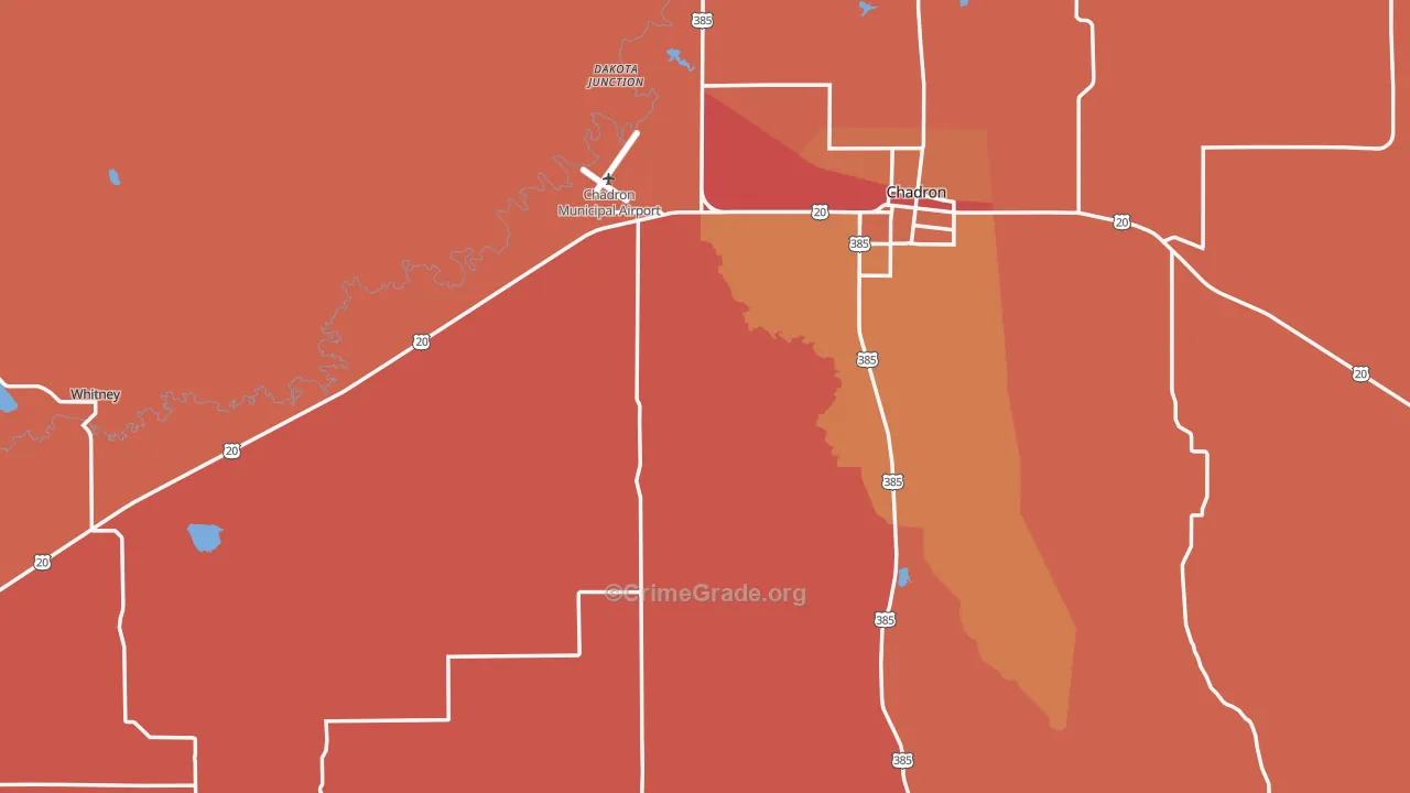 Dawes County, NE Map of Robbery Rates