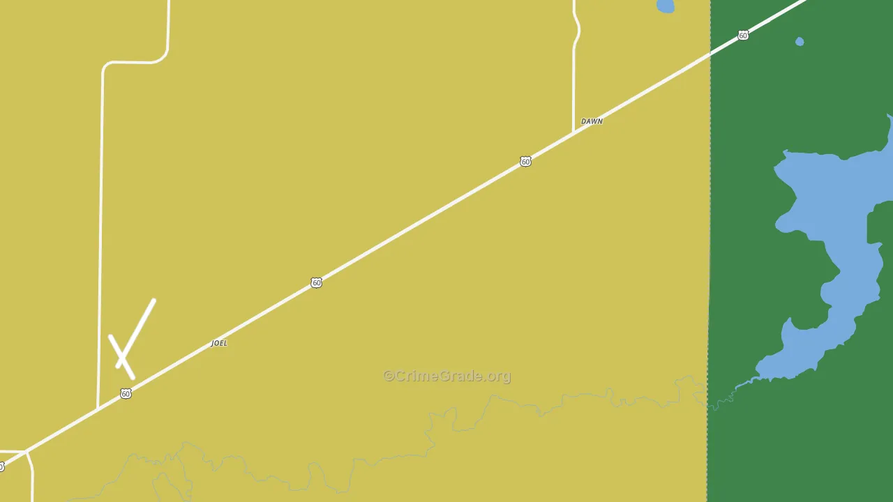 Dawn, TX Map of Robbery Rates