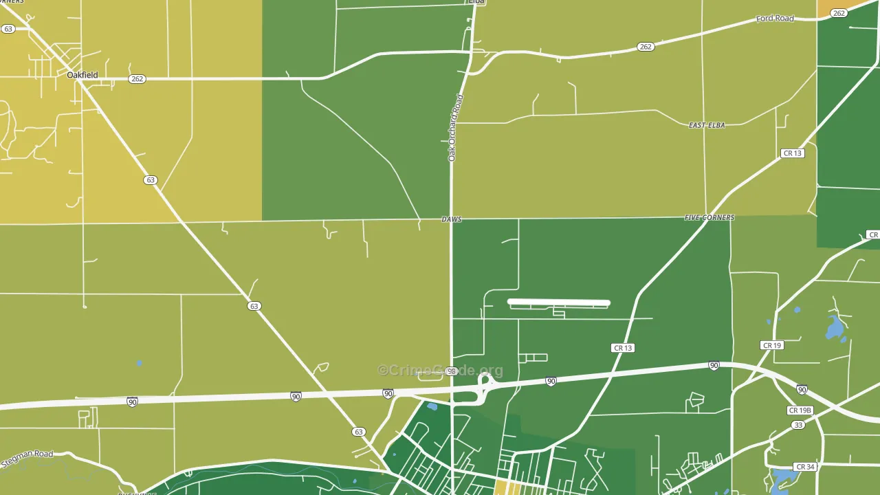 Daws, NY Map of Robbery Rates