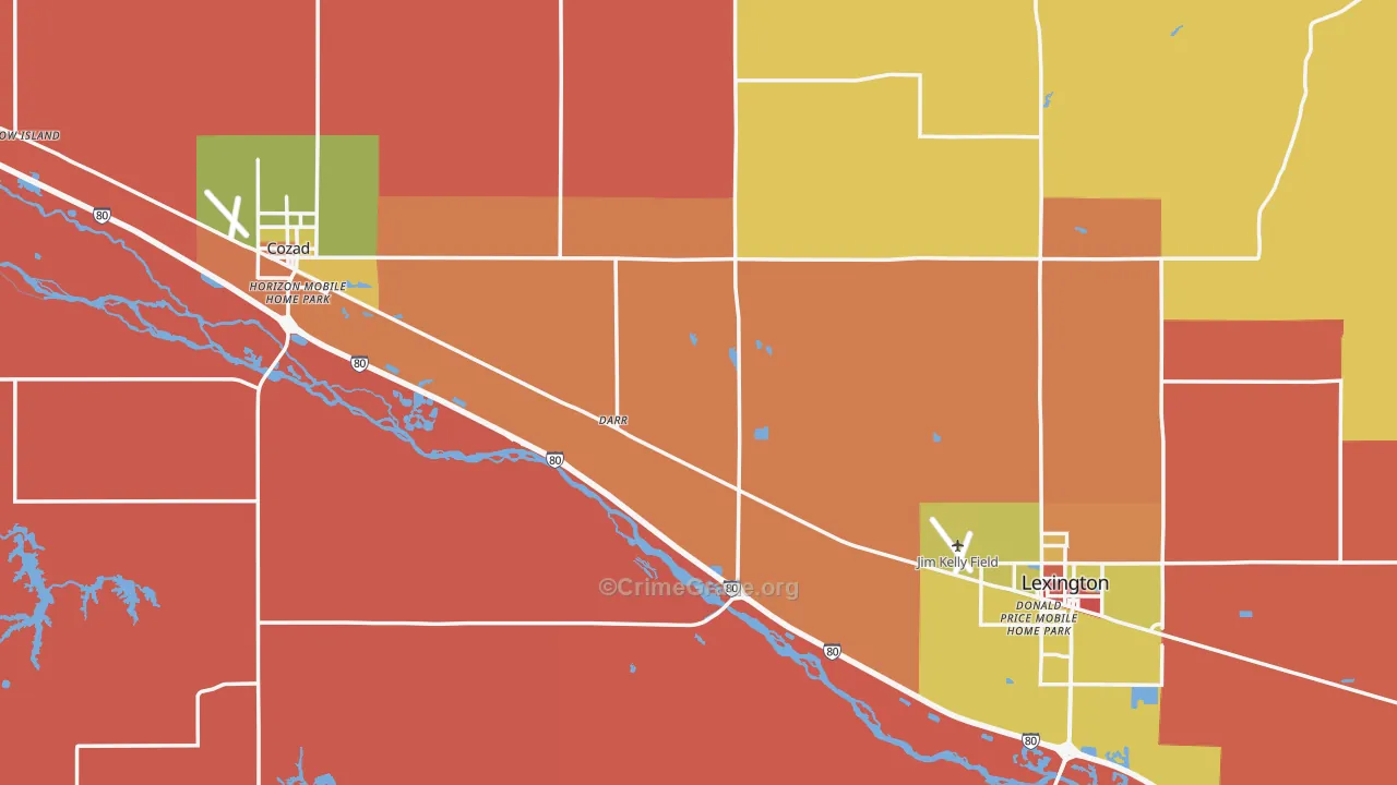 Dawson County, NE Map of Robbery Rates