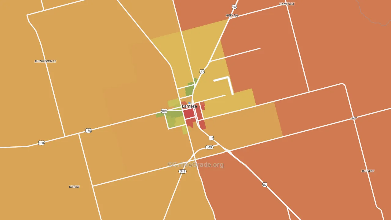 Dawson County, TX Map of Robbery Rates