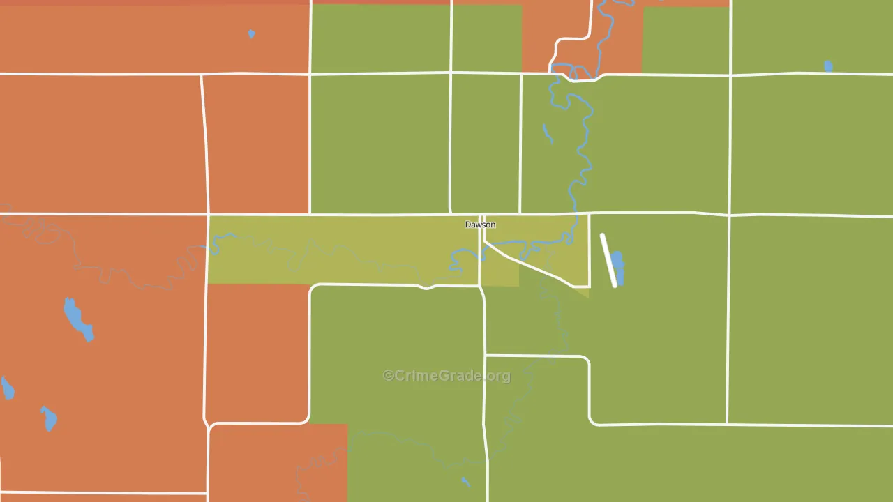 Dawson, MN Map of Robbery Rates