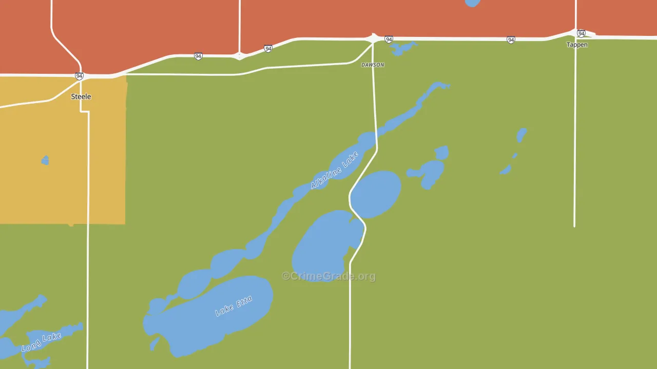 Dawson, ND Map of Robbery Rates